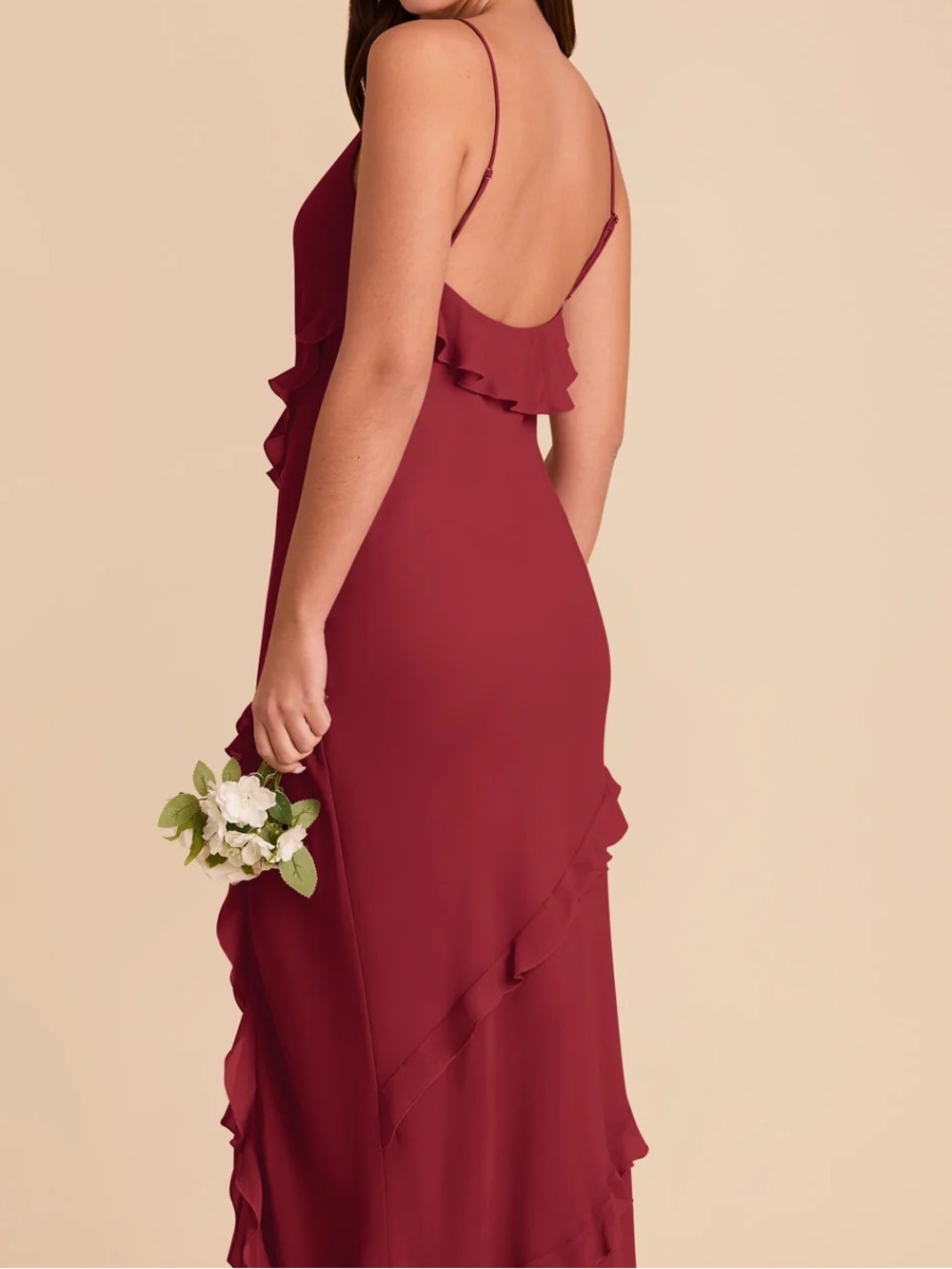Birdy Grey Valentina Red Ruffle Maxi Dress- Burgundy